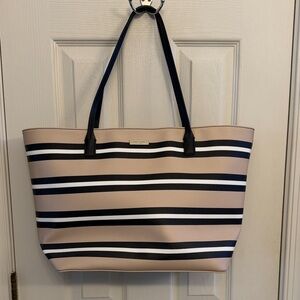 Striped Beige and Black Tote Bag